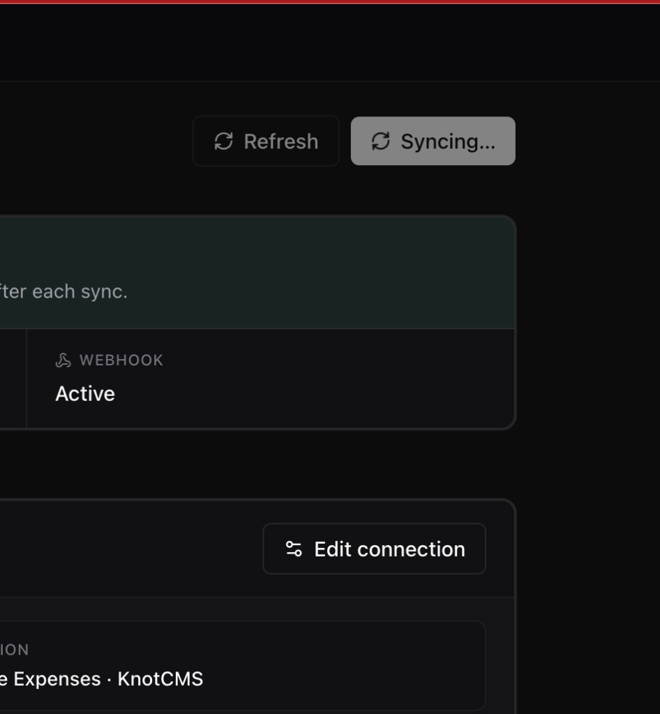 Syncing in progress on project page