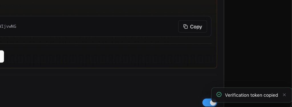 KnotCMS verification token copied
